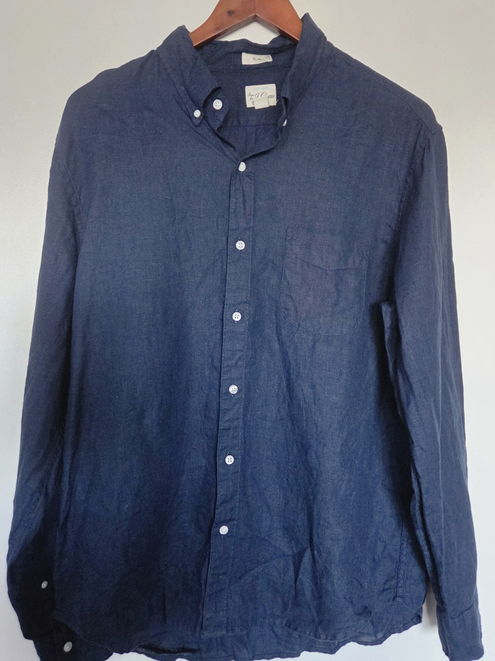 J. Crew Navy Button-Down Linen Shirt